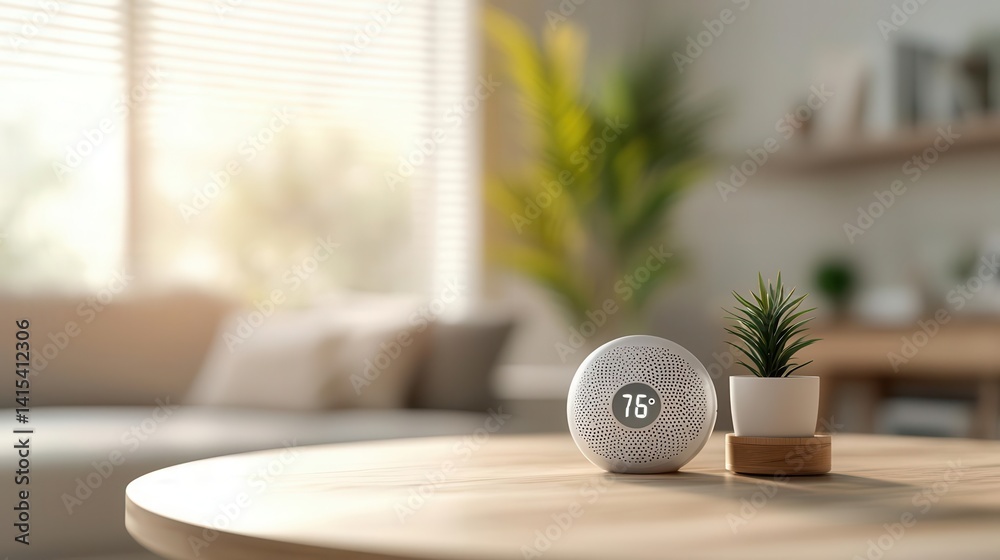 Obraz premium Hightech smart home with a voicecontrolled thermostat adjusting temperature based on user preferences