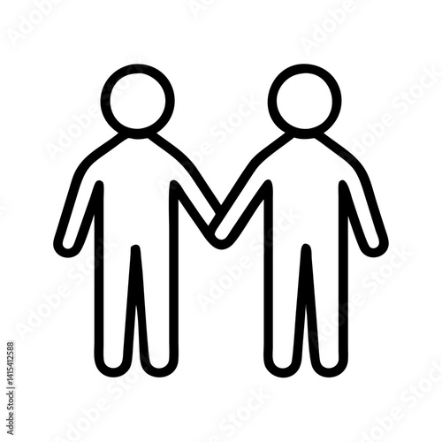 Two people holding hands vector illustration friendship support symbol togetherness outline icon design