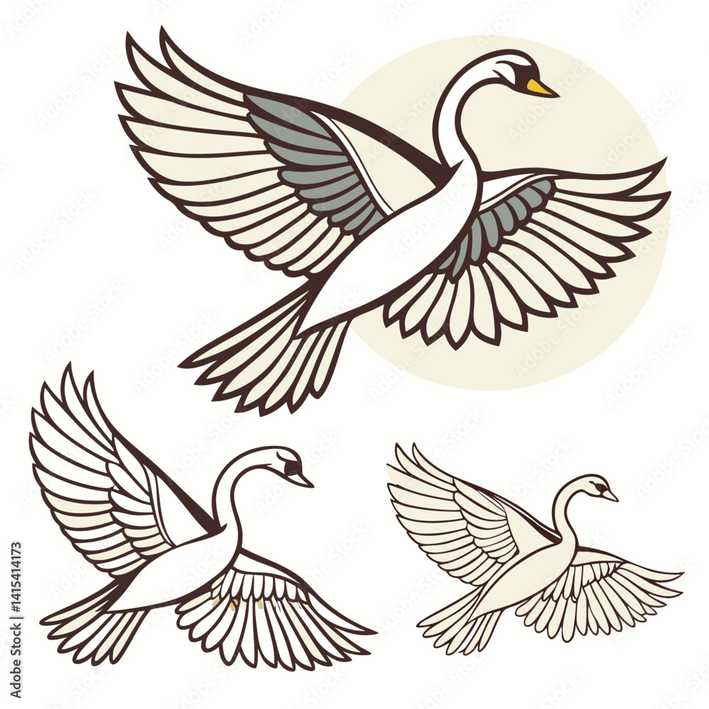 Obraz premium Minimalist Bird Silhouette and Colorful Exotic Bird Perched on Branch Collection.