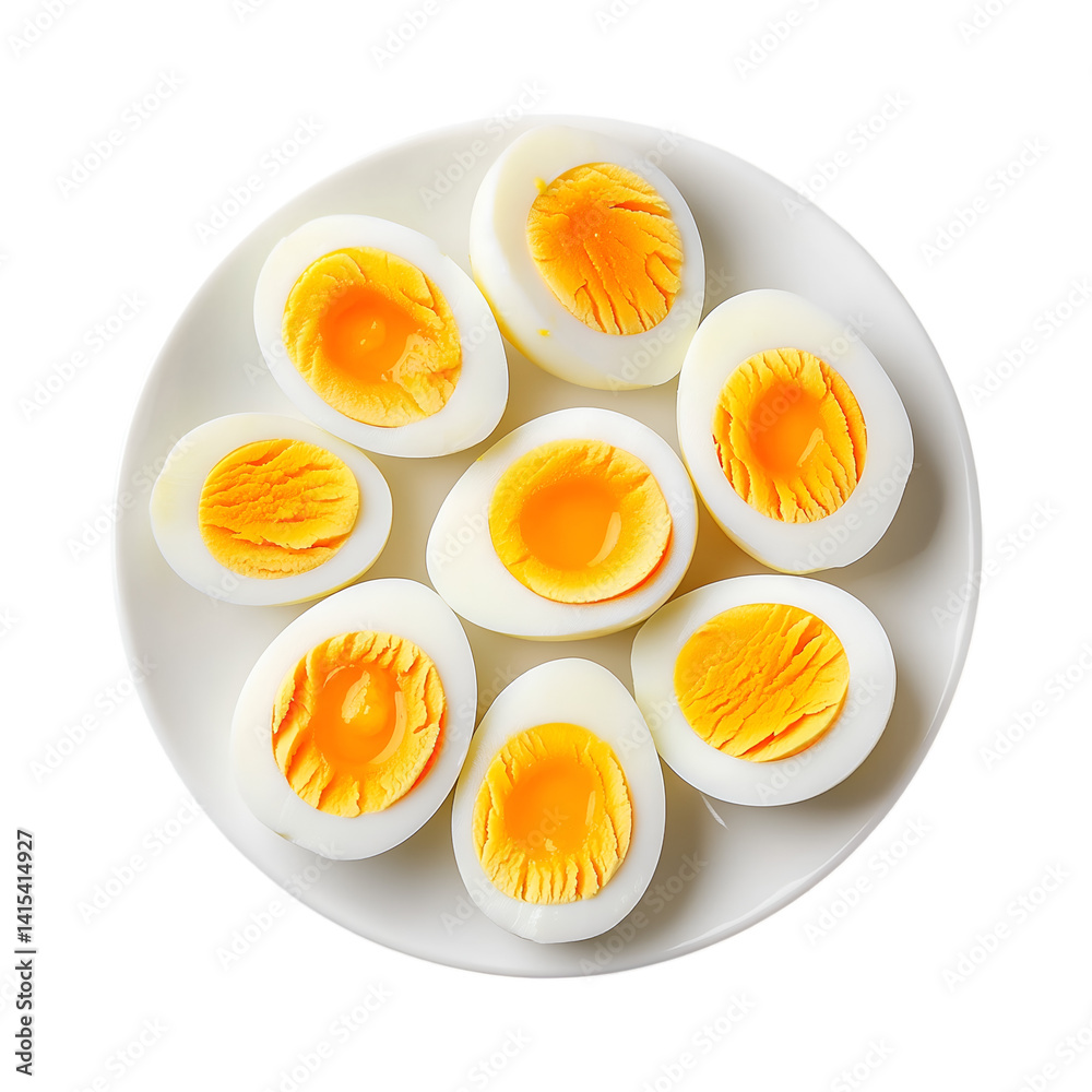 Boiled eggs on plate isolated on transparent background PNG Boiled eggs on plate isolated on transparent background PNG