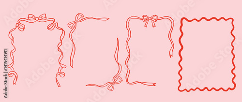 Whimsical ribbon bow border frame collection. Invitation frame.