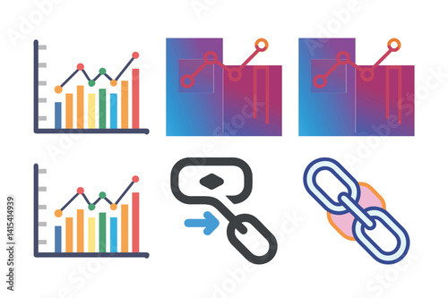 vector set of digital marketing  graphs and charts