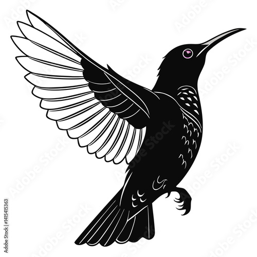 Minimalist Bird Silhouette and Colorful Exotic Bird Perched on Branch Collection.