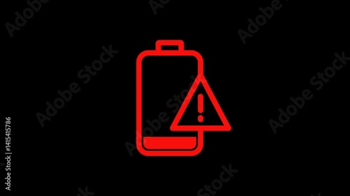 Simple animation of a low battery indicator in flat design. Moving image of a low battery with a simple animation.