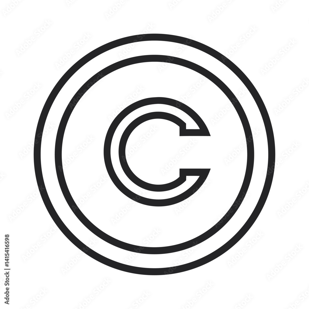 minimalist letter c in circle outline logo icon on
