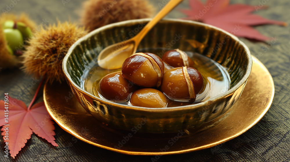 Japanese chestnuts simmered in syrup autumn dessert