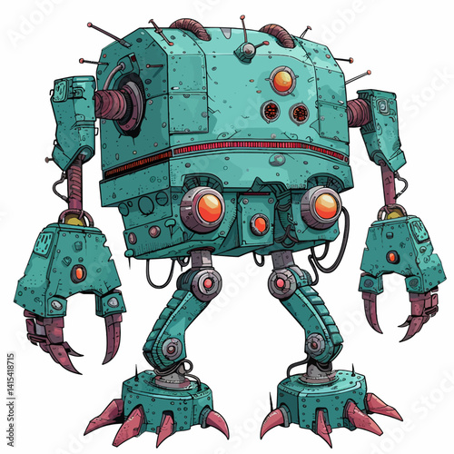 Monster robot on white background 