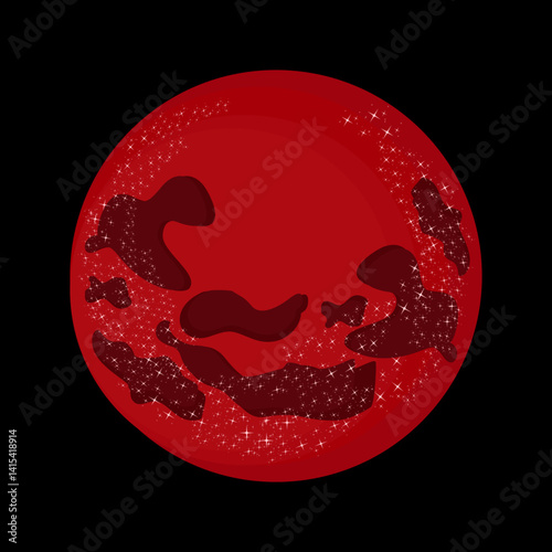 Crimson lunar silhouette adorned with intricate native-inspired organic shapes, blending cultural motifs with a mesmerizing circular composition of deep red and textured elements.​​​​​​​​​​​​​​​​