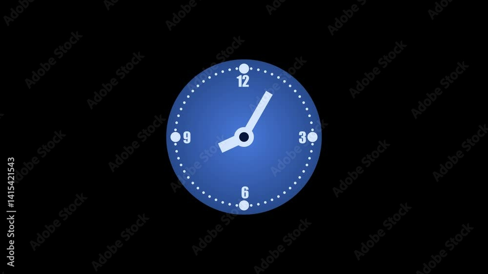 Counting down minimalist isolated of a round wall clock with a face and hands animation Counting down minimalist isolated of a round wall clock with a face and hands animation