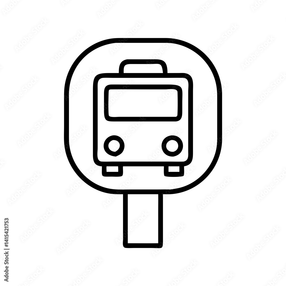 Bus stop sign icon vector illustration public transportation symbol outline design template isolated 90 Bus stop sign icon vector illustration public transportation symbol outline design template isolated 90