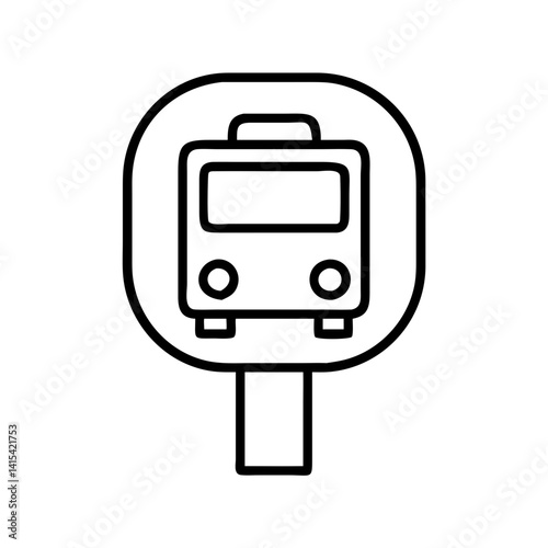 Bus stop sign icon vector illustration public transportation symbol outline design template isolated 90