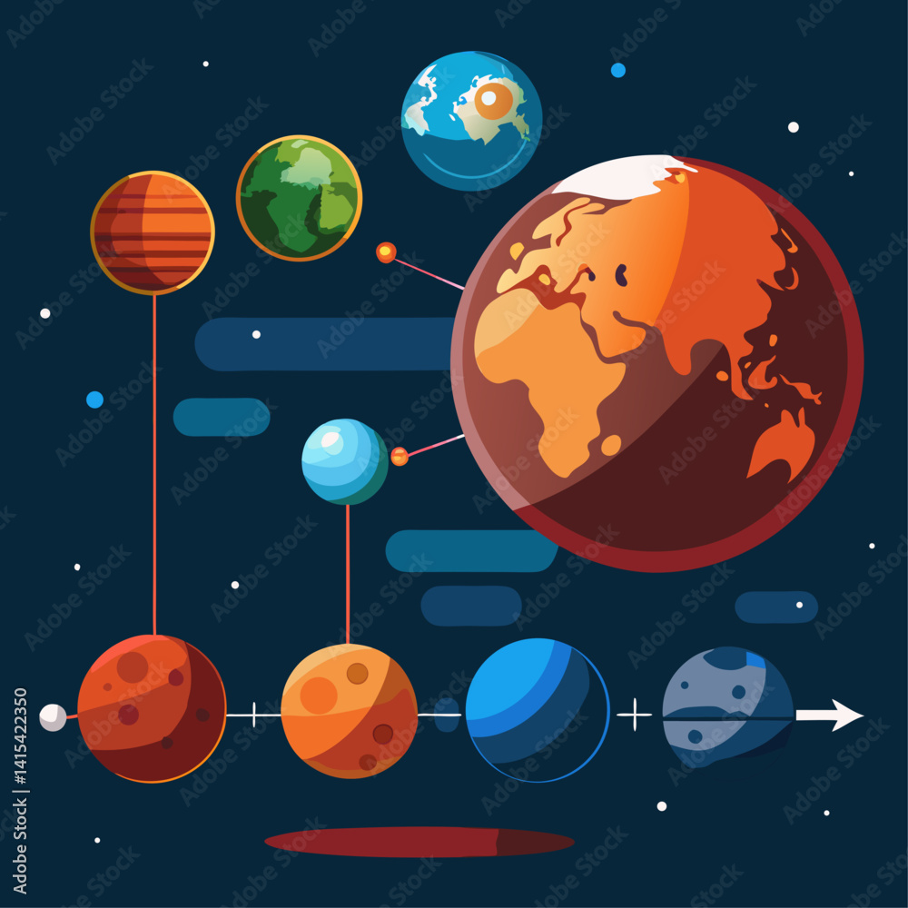 A colorful painting of the solar system with a large planet in the center. The planets are all different sizes and colors, and they are arranged in a circular pattern around the central planet A colorful painting of the solar system with a large planet in the center. The planets are all different sizes and colors, and they are arranged in a circular pattern around the central planet