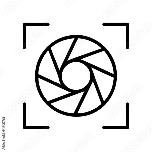 Vector camera lens focus target aperture photography shutter icon for graphic design projects