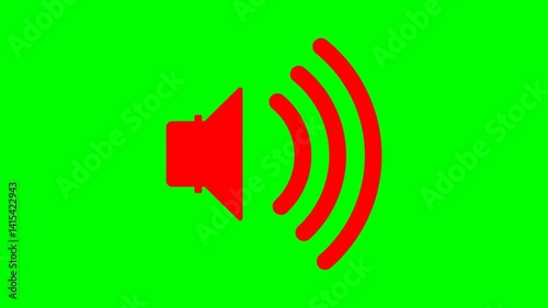 Animated Sound Icon on Green Screen, Animated Speaker Icon