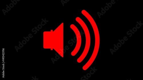 Animated Sound Icon On A Black Screen, Animated Speaker Icon