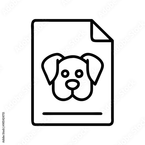 Dog breed identification guide document with cute puppy face outline for pet lovers and owners