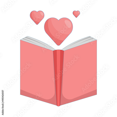 world book day concept. open book with heart. love and enjoy reading books. favorite and like. symbol or icon. minimalist style illustration design element