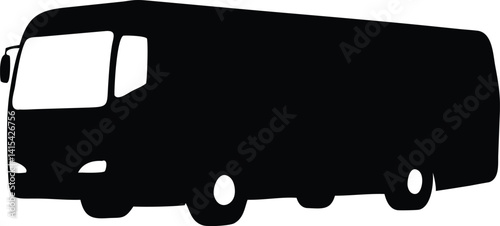 A clean, easily editable vector graphic showcasing a black silhouette of a bus.