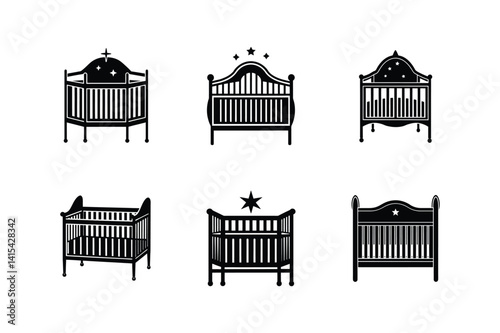 crib icon silhouette vector illustration