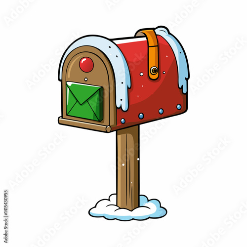 snowy mailbox with mail