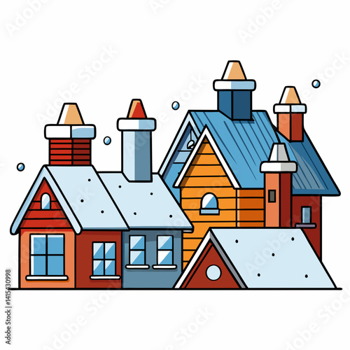 vector illustration of a snowy rooftops 