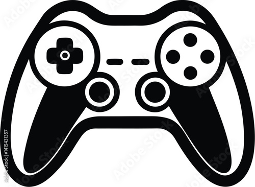 Video game controller icon, Gaming joystick vector illustration, Gamepad flat design icon, Console controller silhouette, Retro gaming controller graphic