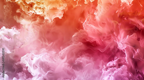 Abstract swirling pink and orange colors dreamy ethereal ink cloudscape vibrant fluid art intense color palette texture design background soft hues