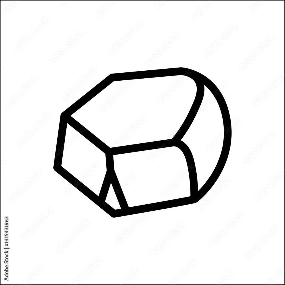 Mined stone line icon. Mined rock stone sign, simple gravel symbol, game mountain mineral