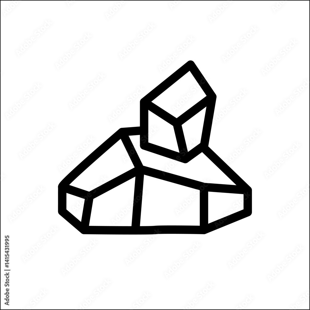 Gypsum stone thin lined illustration. Minimalist quartz drawing, single sandstone silhouette