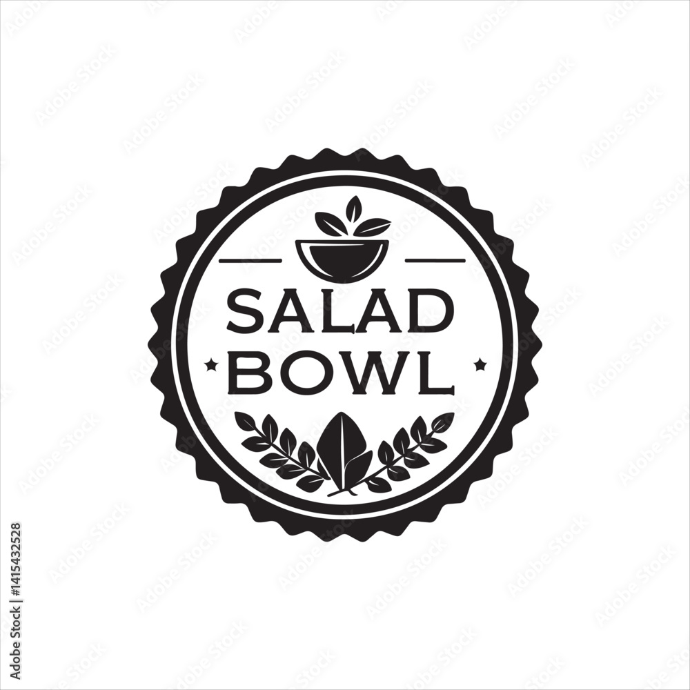 Fototapeta premium salad bowl vector silhouette logo illustration