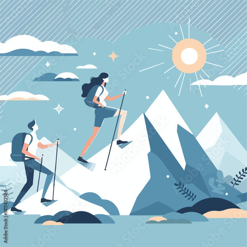 vector image of a person climbing a mountain