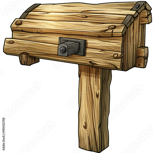 Old wooden mailbox on white 