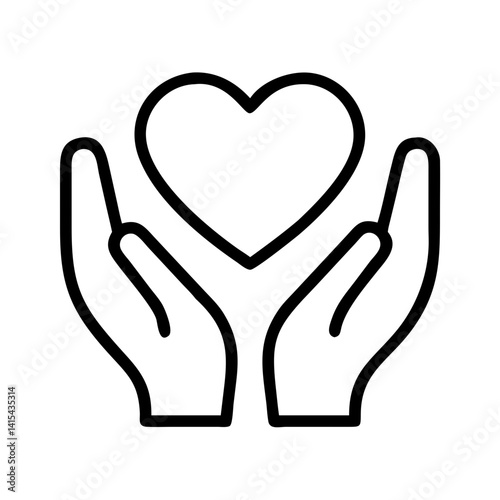 Heart in hands vector icon symbol of love care charity donation and support outline design element