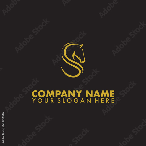 Editable vector logo of a horse combined with the letter S in an elegant style