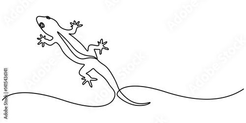 Lizard one line drawing on white background vector illustration, Lizard one line continuous. Line art Lizard isolated on transparent background. Hand drawn vector art, Unravel the secrets of their. 