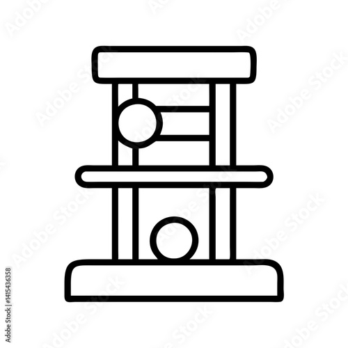 Outline vector of a modern cat tree with balls for cats to play and scratch post furniture