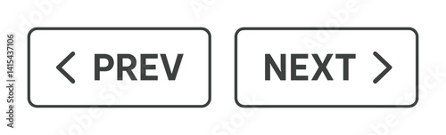 Minimalist navigation button icons set for interfaces — previous and next