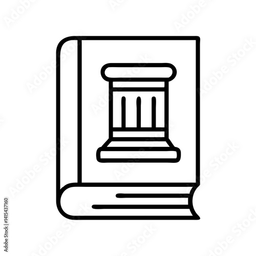 Law book with column icon vector illustration for legal education and jurisprudence study guide