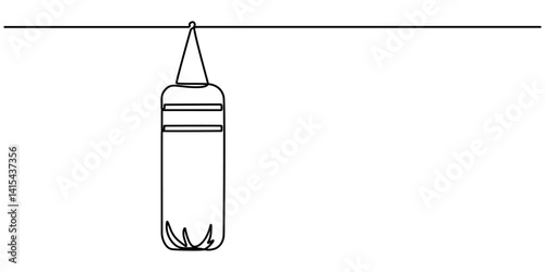 Punchbag continuous one line drawing. Heavy bag single line art illustration. Editable vector, Single one line drawing punching bag. Fitness equipment concept. Continuous line draw design graphic.