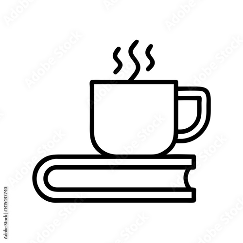 Coffee cup on book vector illustration for coffee break reading time and study concept design