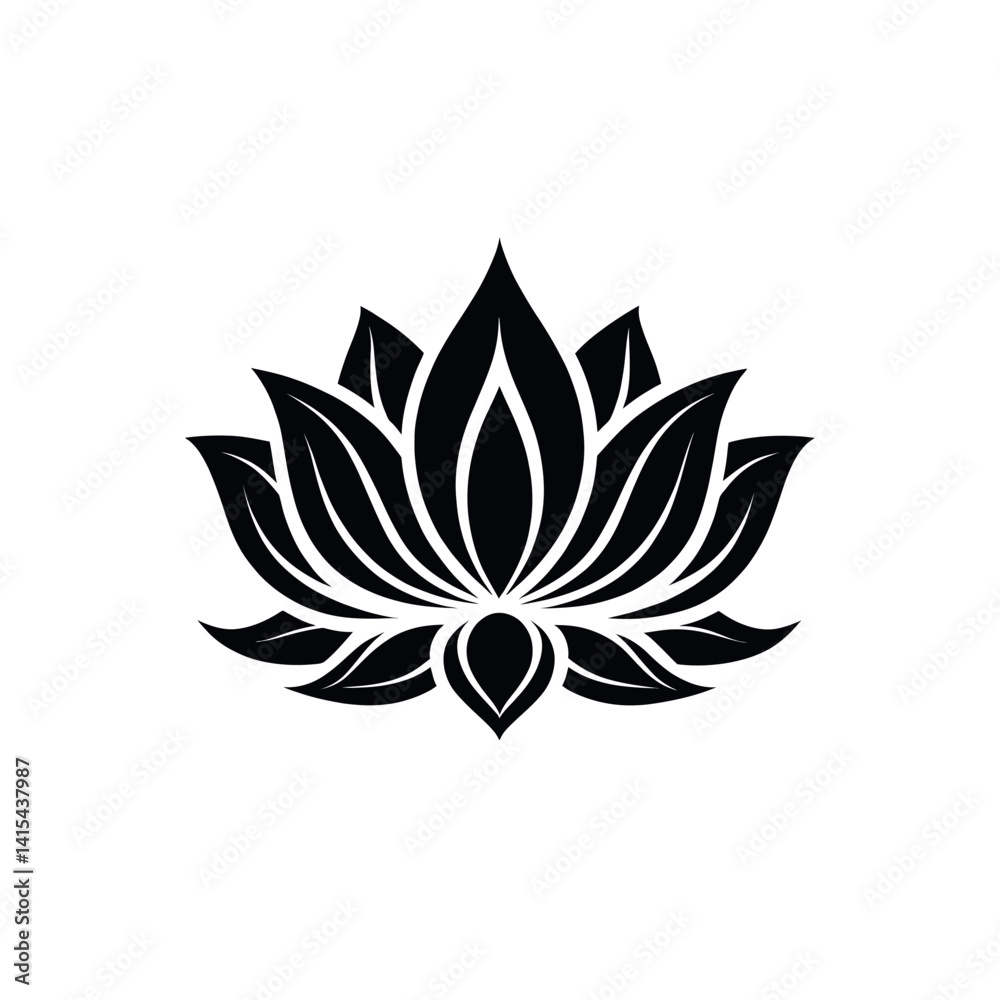custom made wallpaper toronto digitalLotus flower silhouette logo vector line art logo design