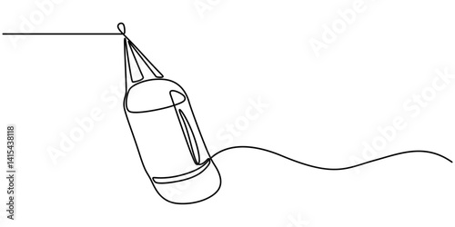 Punchbag continuous one line drawing. Heavy bag single line art illustration. Editable vector, Single one line drawing punching bag. Fitness equipment concept. Continuous line draw design graphic.