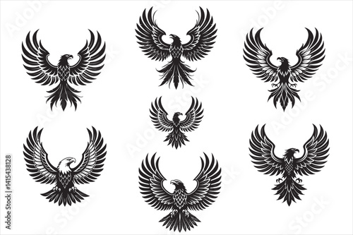 A bold symmetrical silhouette of a majestic eagle.