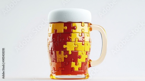 numbeer puzzle 3d rendering isolated on white background. Cartoon plastic style icon