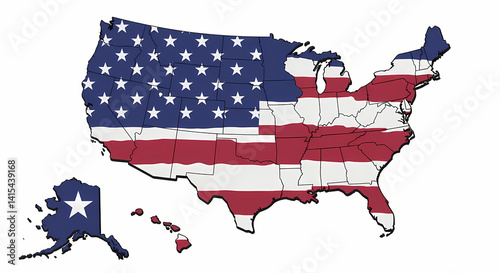 Patriotic USA Map American Flag Design