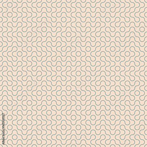 Truchet thin line tile, round shapes seamless pattern. Background with rounded lines. Modern mosaic infinity pattern.