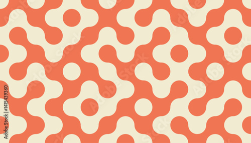 Truchet tile round shapes seamless pattern. Background with rounded figures in flat style. Modern mosaic infinity pattern.