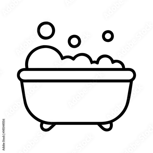 Bathtub with bubbles vector icon illustration for bathroom and spa design and relaxation time
