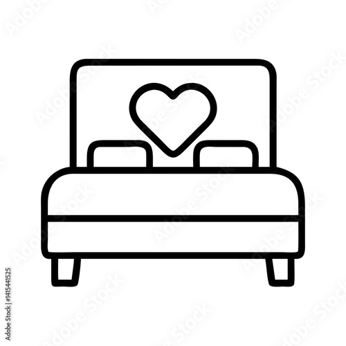 Romantic bedroom furniture design with heart headboard for valentine's day concept vector