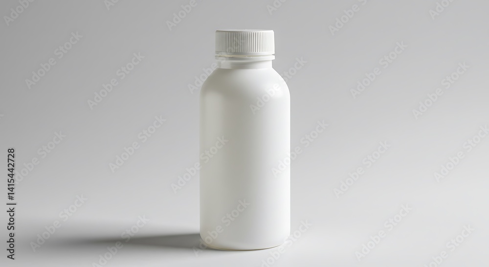 Plain White Plastic Bottle Container Mockup Standing on Grey Background Plain White Plastic Bottle Container Mockup Standing on Grey Background
